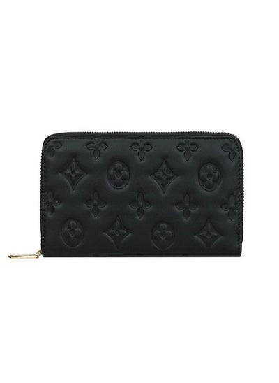 Buy Fashionable PU embossed mid length zippered wallet in Saudi Arabia