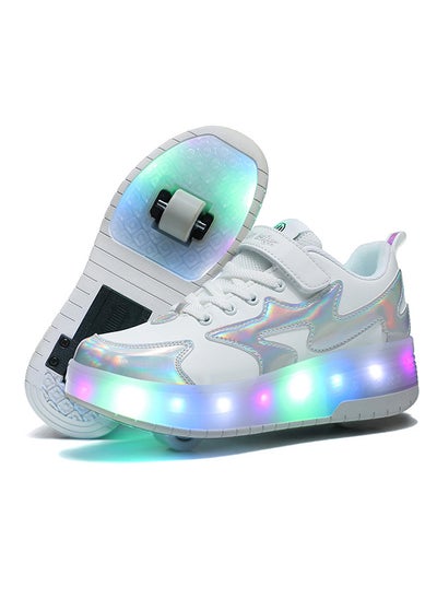 Buy Kids Roller Skates Light Up Shoes with Double Wheel Shoes LED USB Charging Roller Sneakers for Girls Boys Best Gift in Saudi Arabia