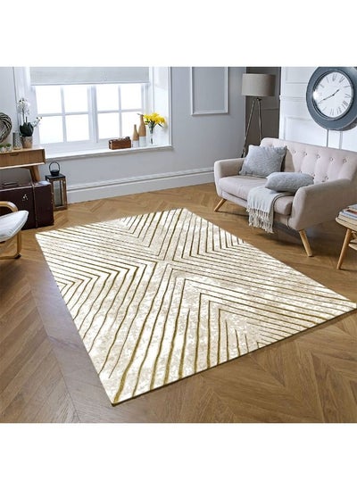 اشتري Handpicked Furniture Geometric Gold Rug, Ultra Soft Area Carpets For Bed Room, Living Room, And Dining Room, Antislip Floor Carpets, Easy To Clean, Made In Turkey في الامارات