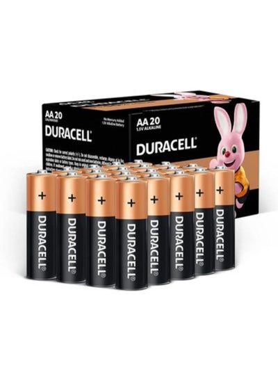 Buy Duracell AA 1.5V Alkaline LR06 MN1500 Batteries Pack of 20 in UAE