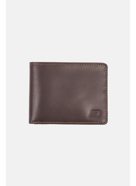 Buy Men Brand Logo Smooth Slim Fold Wallet, Brown in UAE