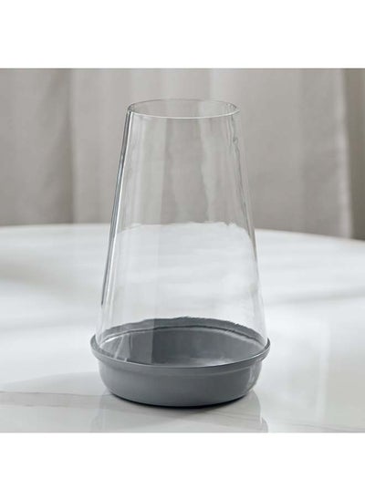 اشتري Denbi Glass Hurricane Tealight Holder with Metal Base 10.8 x 16 x 10.8 cm في الامارات