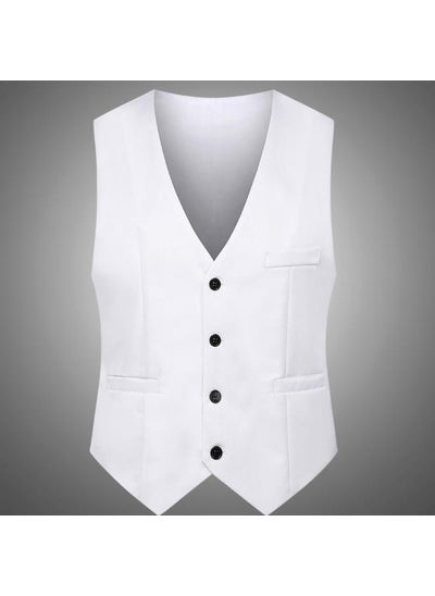 اشتري Summer Slim Fit Mens Suit Vest Stylish WaistcoatWhite White في السعودية