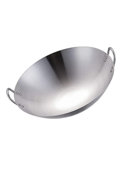 اشتري ECVV Stainless Steel Wok Pan Stir Fry Pan Deep Frying Wok Nonstick Frying Skillet with Double Handles Flat Bottom Wok Chinese Cooking Wok 34cm/13.38 inch في السعودية