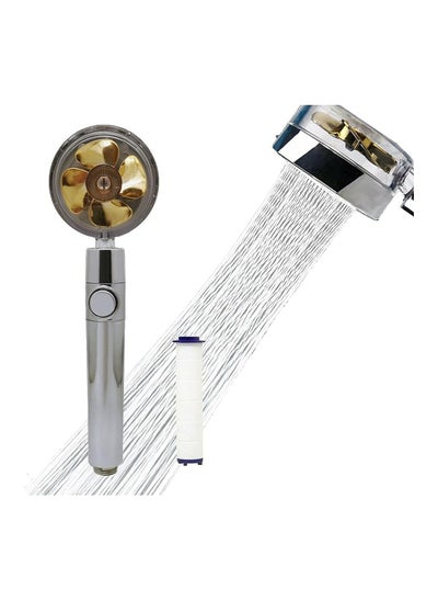 Buy Handheld Turbocharged Pressure Propeller ShowerTurbo Fan Water Saving Shower Head with Filter and Pause Switch in UAE