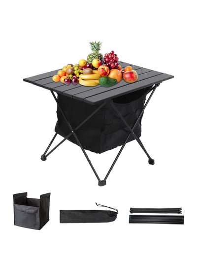 Buy Camping Table Ultralight Aluminum Travel Table with Storage Pocket Bag Roll Up Compact Backpacking Table Collapsible Side Table Beach Desk Large Portable BBQ Table for Outdoor Picnic Backyard in Saudi Arabia