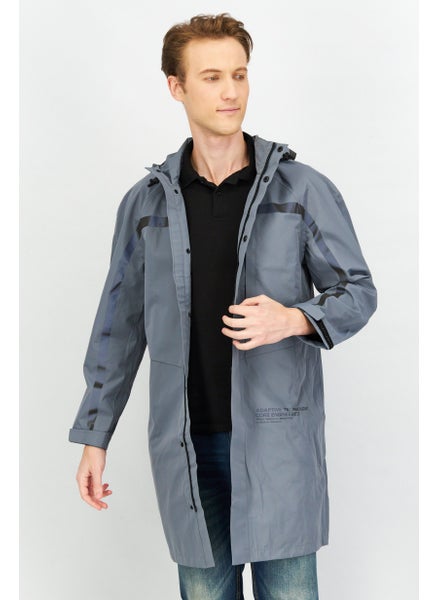 Buy Men Plain Hooded Parka Jacket, Sage Blue in UAE