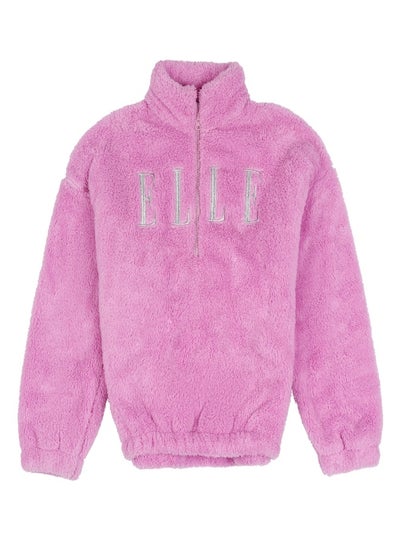 Buy Elle Half Zip Funnel Neck Teddy Sweatshirt in UAE