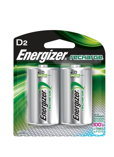 اشتري Energizer Rechargeable D Batteries (Nimh, 2500 Mah)- 2 Count, Silver, Nh50Bp-2 Multicolour في الامارات