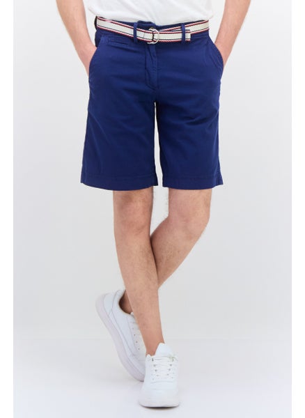 اشتري Men Textured Chino Short, Blue في الامارات