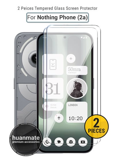 Buy 2 Pieces Nothing Phone (2a) Tempered Glass Screen Protector – High Transparency, Delicate Touch, Anti-Explosion, Smooth Arc Edges, Easy Installation, Screen Protector for Nothing Phone (2a) in Saudi Arabia