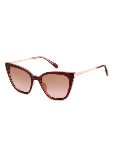 Buy Women's Uv Protection Rectangular Shape Stainless Steel Sunglasses Fos 2131/S Brown 46 - Lens Size: 45.5 Mm - Burgundy in UAE