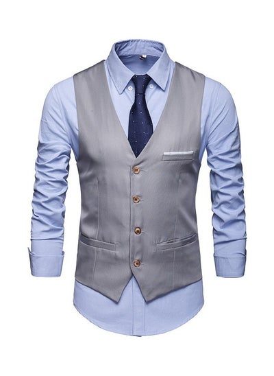 اشتري New Men's British Fashion Slim Fit Suit Vest في الامارات