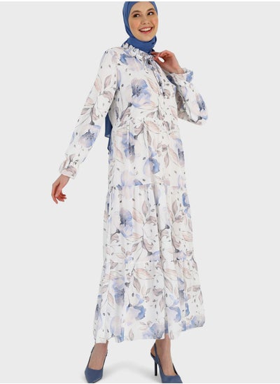 Buy Floral Print Tiered Dress in Saudi Arabia