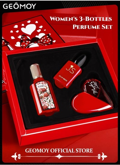 Buy Women's Perfume Set 3-Bottles Long Lasting Floral Perfume Suit Natural Fresh Fragrance Gift Box 2*30ml/1oz 1*50ml/1.8oz in UAE