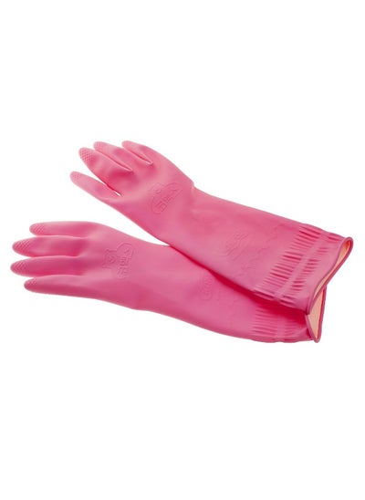 اشتري Kitchen Wash Dishes Cleaning Waterproof Long Sleeves Skincare Gloves Pair of 2 Pink في الامارات