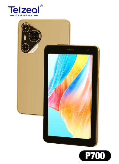 Buy Telzeal P700 5G 7 Inch Android Tablet with Dual SIM 6GB RAM 256GB ROM and 3000 mAh Battery Gold in UAE