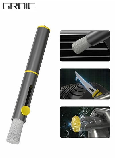 Buy 3-In-1 Auto Interior Dust Brush, Safety Hammer and Car Tire Clear Stone Hook Set, Ultra Soft Detailing Brush, GM Car Tire Hook Stone Cleaning Tool in UAE