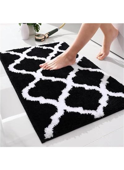 Buy Bathroom Rugs Mat, Soft and Absorbent Microfiber Bath Rugs, Non-Slip Shaggy Shower Carpet, Machine Wash Dry, Bath Mats for Bathroom Floor, Tub and Shower (Black, 50 * 80cm) in UAE