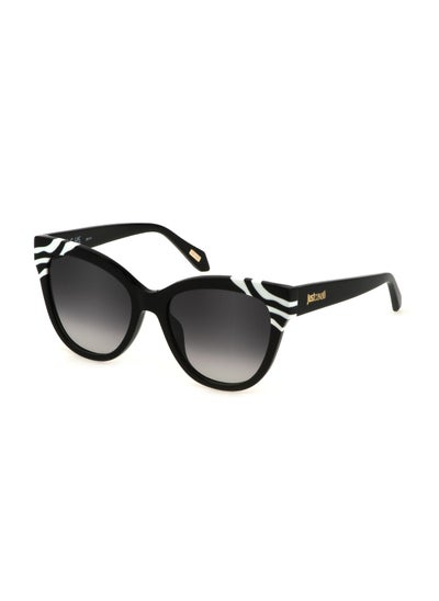 Buy Women's Butterfly Shape  Acetate Sunglasses SJC043V550981 - Lens Size: 55 Mm - Black W/White Temple in UAE