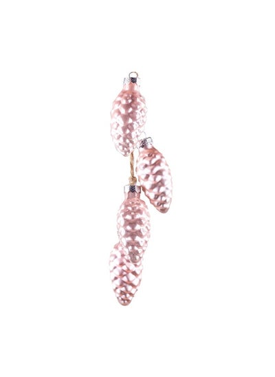 Buy Gulf Flowers Glass Christmas Decoration – Pinecones on Rope, 4pcs Light Pink Ornaments for Tree in UAE