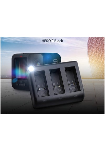 Buy Triple-Slot Battery Charger for GoPro 12, 11, 10 - Includes Charging Cable in UAE