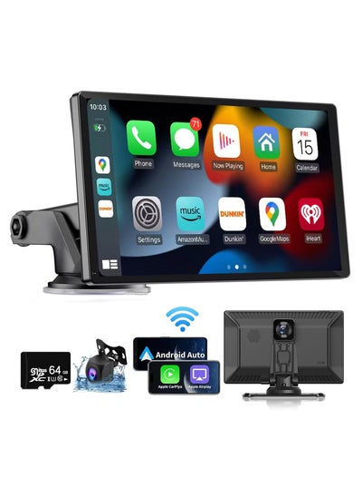 Buy Wireless Apple CarPlay Car Stereo, Portable 9 inch Car Touch Screen Android Auto, 2.5K Dash Cam, 1080p Backup Camera DVR, Drive Navigation with Mirror Link/Siri/FM/Bluetooth in Saudi Arabia