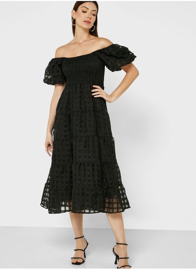 Buy Off Shoulder Puff Sleeve Dress in Saudi Arabia