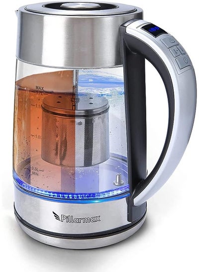 اشتري Glass Kettle Temperature Controls with Removable Infuser 1.7 Liters 2200 W. Tea Maker Brewing Programs. Stainless Steel Glass Boiler, BPA-FREE في الامارات