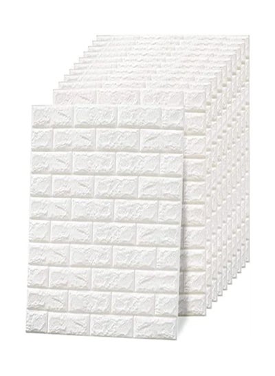 Buy 70x77cm PE Foam 3D Wall Stickers Safty Home Decor Wallpaper ,white(10 Pack) in UAE