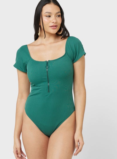 Buy Short Sleeve Zippered Swimsuit in UAE