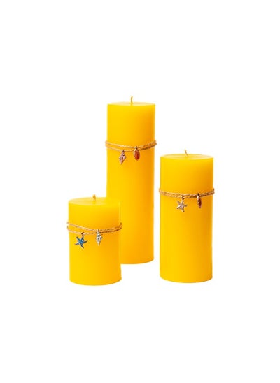 Buy 3 candelZesty Lemon Pillars diffrent size (yellow) in Egypt