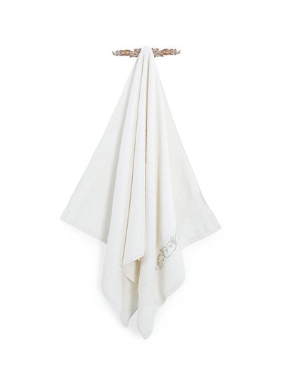 اشتري Ivy Embroidered Bath Towel, Ivory & White - 500 GSM, 70x140 cm في الامارات