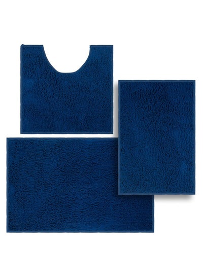 Buy Tycom Bathroom Rugs Bath Mat Non Slip Fluffy Soft Plush Microfiber Shower Carpet Rug Washable Non-Slip Carpet Mat for Bathroom Floor 50 By 80 CM Long 3 Packs Dark Blue. in UAE