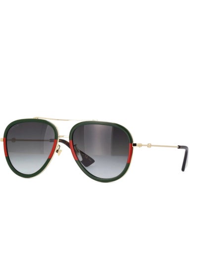 Buy Gucci unisex UV resistant pilot full frame sunglasses, gray gradient sunglasses 57mm GG0062S in UAE