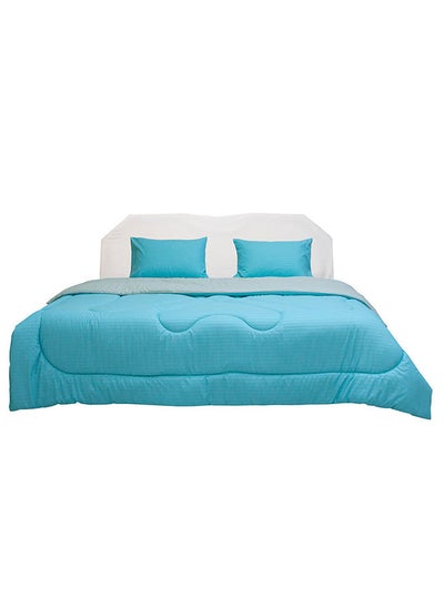 Buy Urbane Reversible 3-Piece Single Comforter Set All Season Ultra Soft Fluffy Lightweight Microfiber Bedding Set Light Blue 150x230 cm in UAE