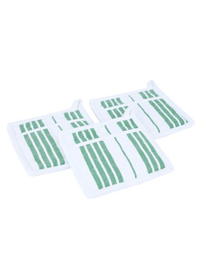 Buy Green And White Pot Holder Set 3 Pieces in Saudi Arabia