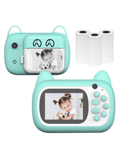 Buy A7 Kids Camera 1080P Digital Instant Camera  Photo Printer with 24Mp Dual Cameras 2.4 inch Display Screen 3 Rolls of Print Paper Replaceable TF Card Design for Children in UAE