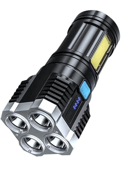 Buy Super Strong 4 Head Lights Torch, 4 Modes USB LED Torches Hand Light Operated Tactical Torch Extremely Bright With Re-Charging indicator for Camping Hiking Emergencies Walking in Egypt