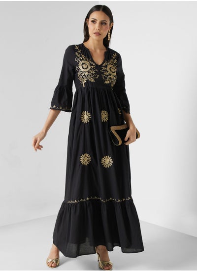 Buy Embroidered Tiered Jalabiya in Saudi Arabia