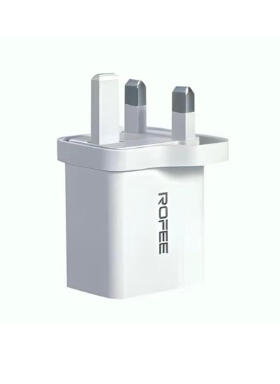 Buy Dual Port Wall Charger 20W USB C and USB A Adapter Super Fast Charging Block Charger 3 Pins Adapter White in UAE