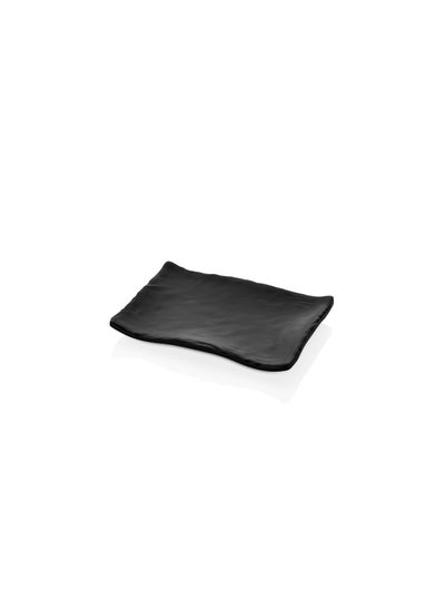 Buy Melamine serving plate matte black size 19 cm in Saudi Arabia