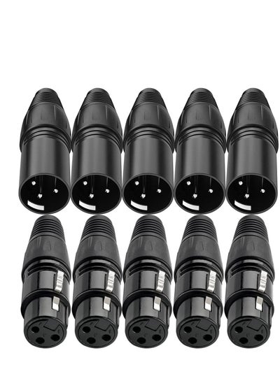 Buy 10 PCS XLR Connector, 5 Male and 5 Female XLR Mic Microphone Connector, 3 Pins Ultra-Low Noise Microphone and High Conductivity Audio Socket in UAE