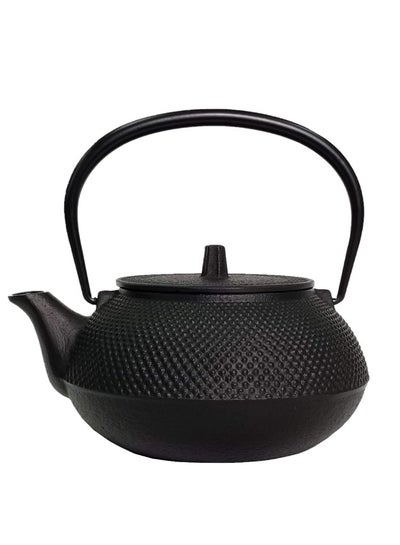 Buy Durable Enamelled Interior Cast Iron Teapot coffee pot Coated with Enameled Interior 0.6 Liter Black in UAE