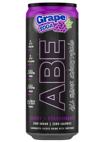 Buy Abe Energy Plus Performance Pre-Workout Drink Graper Soda 330Ml in UAE