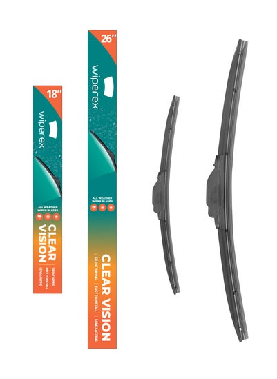 اشتري WiperEx Wiper Blades for Volvo V40 2013 2014 2015 2016 2017 2018 2019 26" + 18" All Weather, Uniform Wiping, Premium Rubber, Perfect Fit, Silent, Reduced Wind Lift, No Marks (Set of 2) في الامارات