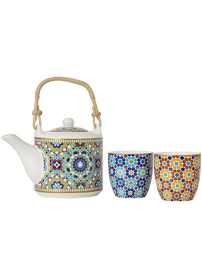 اشتري Marrakech Porcelain Teapot Set, Multicolour - 600ml في الامارات