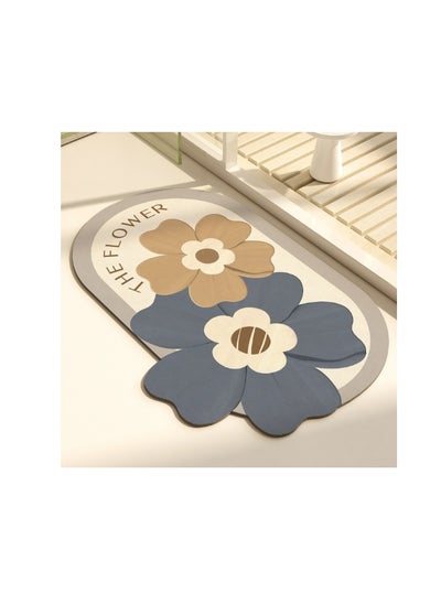 Buy Simple Fresh Flower Bathroom Anti Slip Diatomaceous Floor Mat in Saudi Arabia