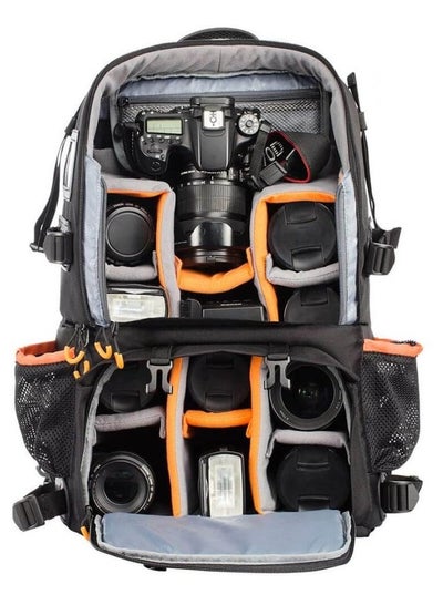 Buy EMB-TR 629 Model Eirmai backpack for cameras and photography equipment accommodates 2 cameras, 4 lenses, and other accessories. Anti-theft back opening and rain cover. Made of nylon in black. in Egypt