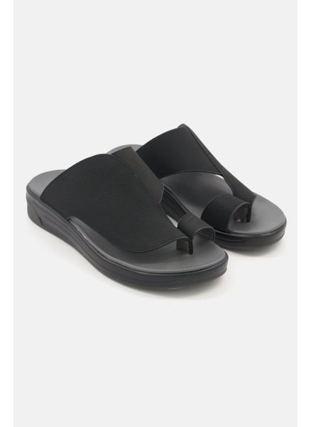 Buy Men Slip On Open Toe Sandals, Black/Grey in UAE